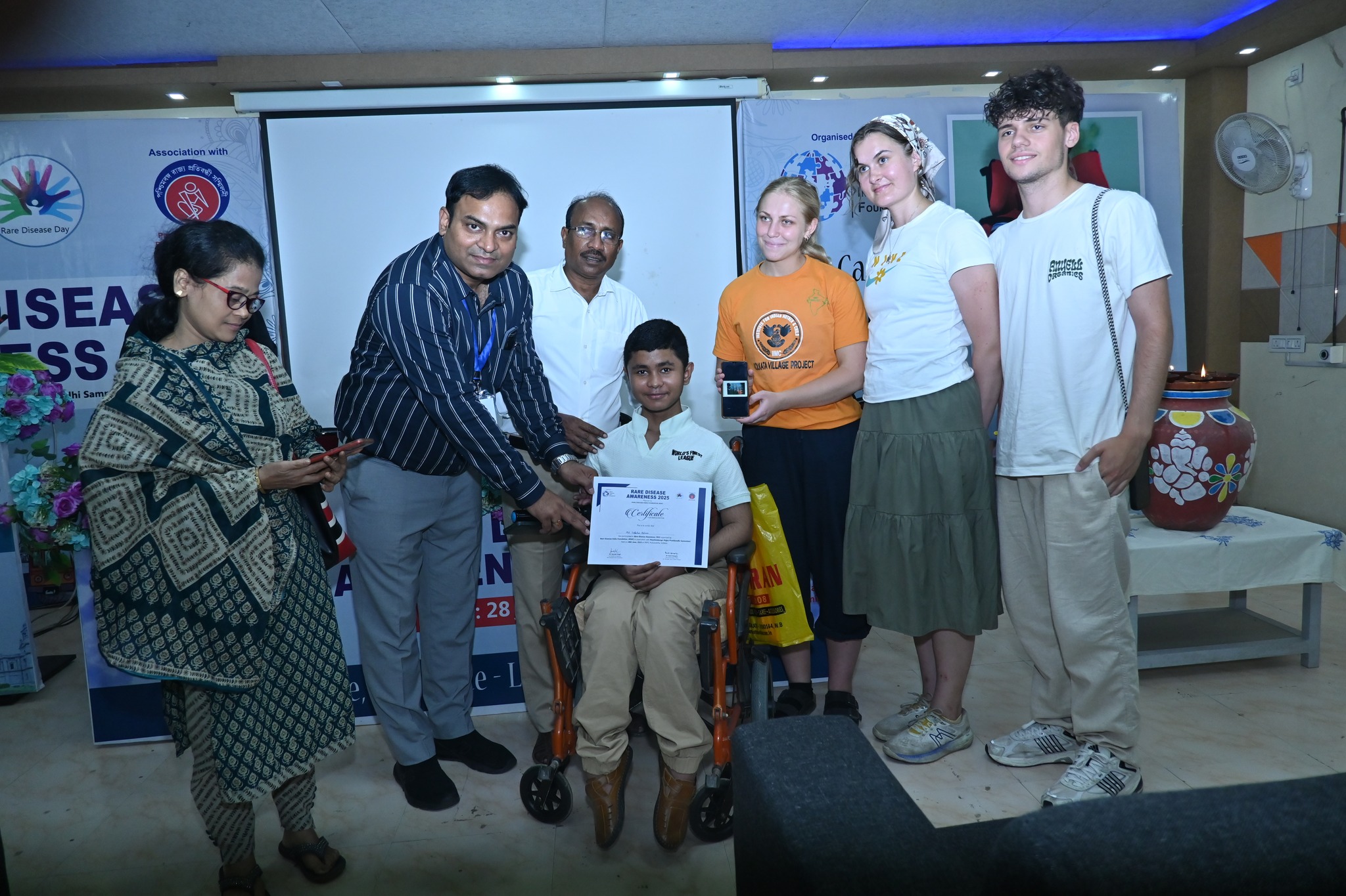 A display of artwork related to the rare disease community.